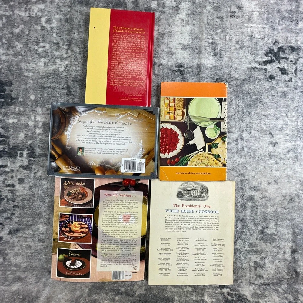 Vtg Cookbook Lot of 5 White House Amish Desserts Recipes Entrees